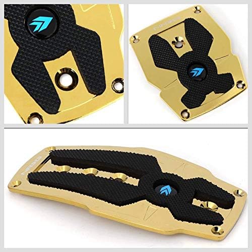 NRG PDL-200CG Brake/Gas/Clutch Manual MT Sport Race Foot Pedal Plates Cover Set (Gold Chrome w/Black Rubber Insert)