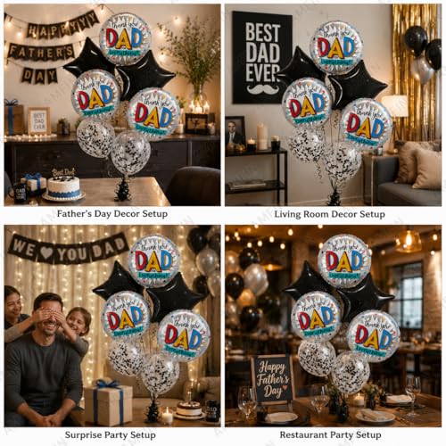 Image of AMFIN (Pack of 7) Thankyou Dad Balloon Fathers Birthday Gift for Dad Fathers Day Decoration Foil Balloon Papa Birthday Decoration