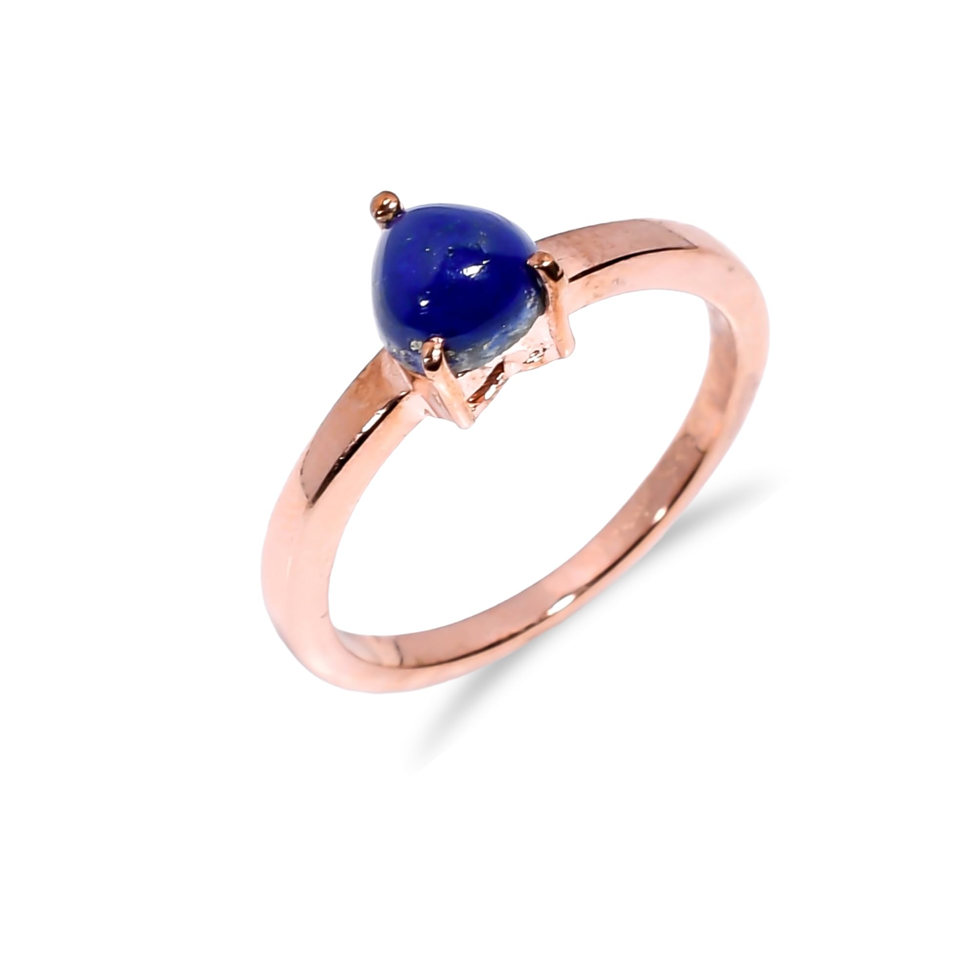 Bague de mariage en argent style rétro avec cœur lapis-lazuli