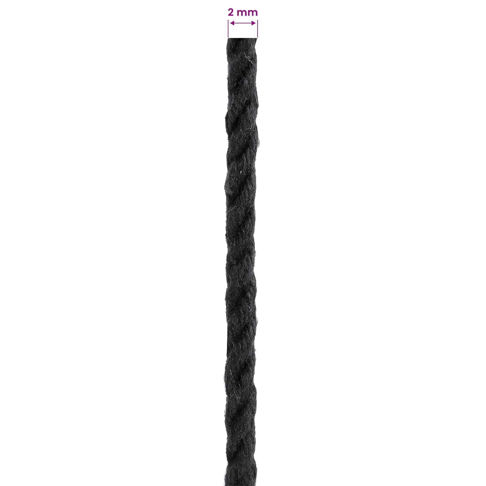 Juego de 10 cuerdas de algodón negro de 3 capas para manualidades, decoración de macramé, nudos para colgar en interiores y exteriores