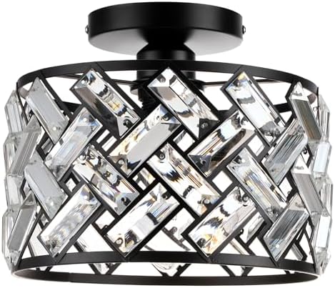 Frideko Black Light Fittings Ceilings, Modern Crystal Semi Flush ...