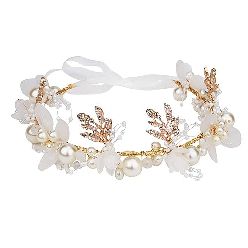 Didder Tiaras de flores para niñas, diadema de flores para mujer, tiaras de corona de flores y coronas para mujer, tiara de flores de perlas de