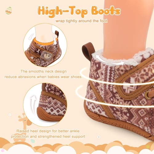FEETCITY Baby Boots Boys Girls Infant Slippers Cozy Fleece Boots First Walking Shoes Warm Socks Newborn Crib Shoes4