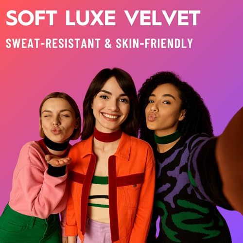 Velvet Choker for Women, Wide 1.5" 90s Ribbon Adjustable 12–18" with Stainless Steel Clasp, Soft Skin-Friendly Velvet — Black3