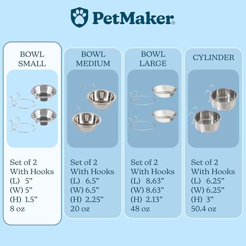 Petmaker Set mit 2 Edelstahl-Hundenäpfen – Käfig, Zwinger und Hundekäfig, zum Aufhängen für Futter und Wasser, je 237 ml, spülmaschinenfest