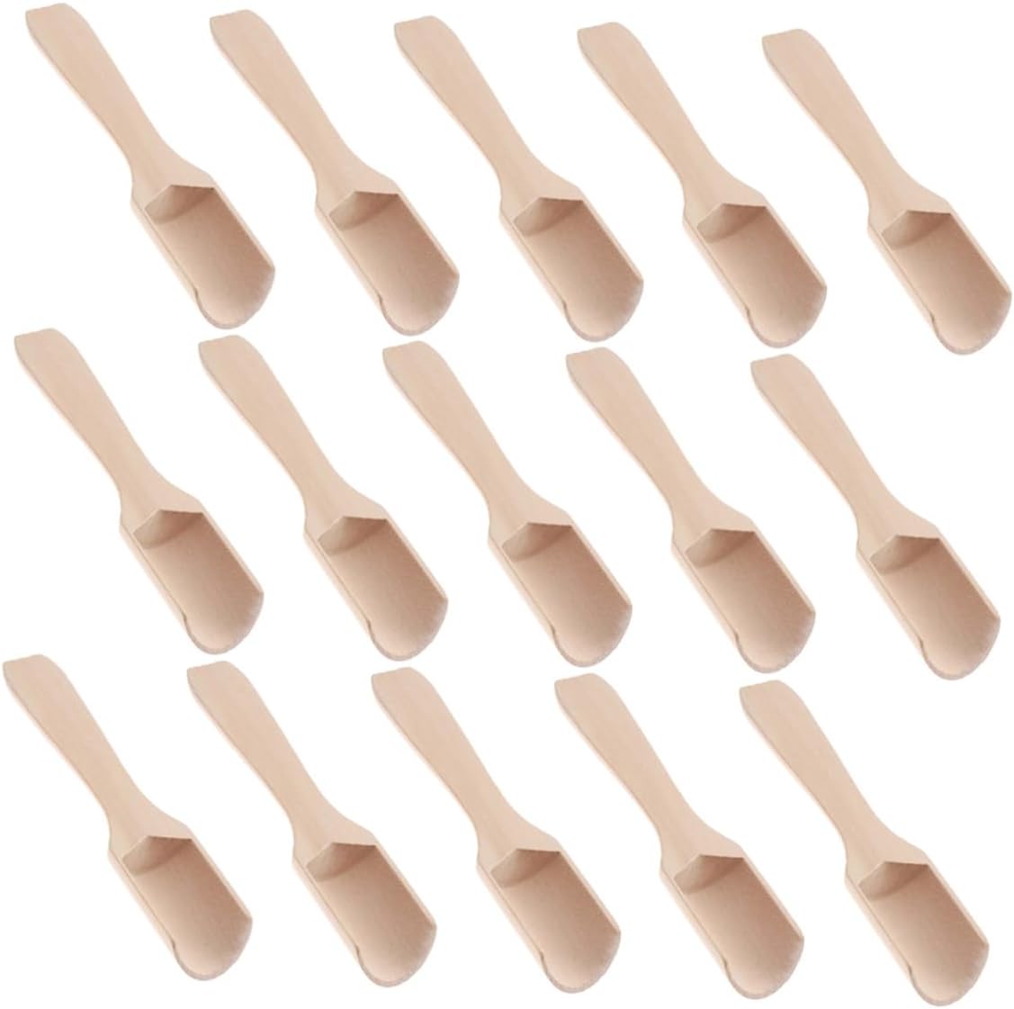 15pcs Wooden Tea Scoops and Salt Shovels Flat Handle 2.8x11cm Natural Wood Tea Spoon Scoop Set for Kitchen and Teaware Accessories