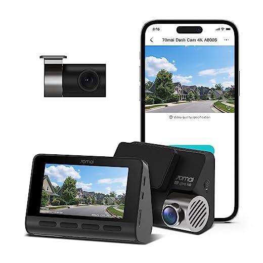 70mai A800S-1 Câmera Veicular, 4K Ultra Full HD Dash Cam, Dash Cam, 2160P + 1080p Frontal E Traseira,GPS,WIFI, ADAS, DVRS, WDR, Visão Noturna, Modo Estacionamento 24 horas