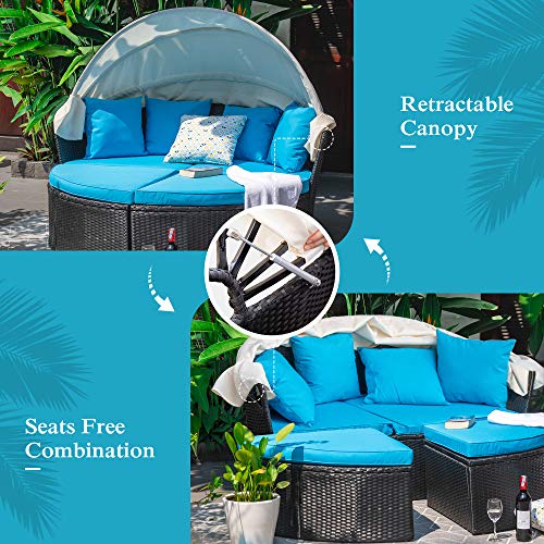 image for M/W M & W M&W Round Outdoor Daybed with Canopy, Patio Furniture with W