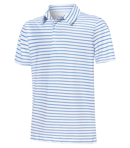 Cuddomper Boys Polo Stripe Shirt Size 5-6 White Short Sleeve Golf Top - image 1