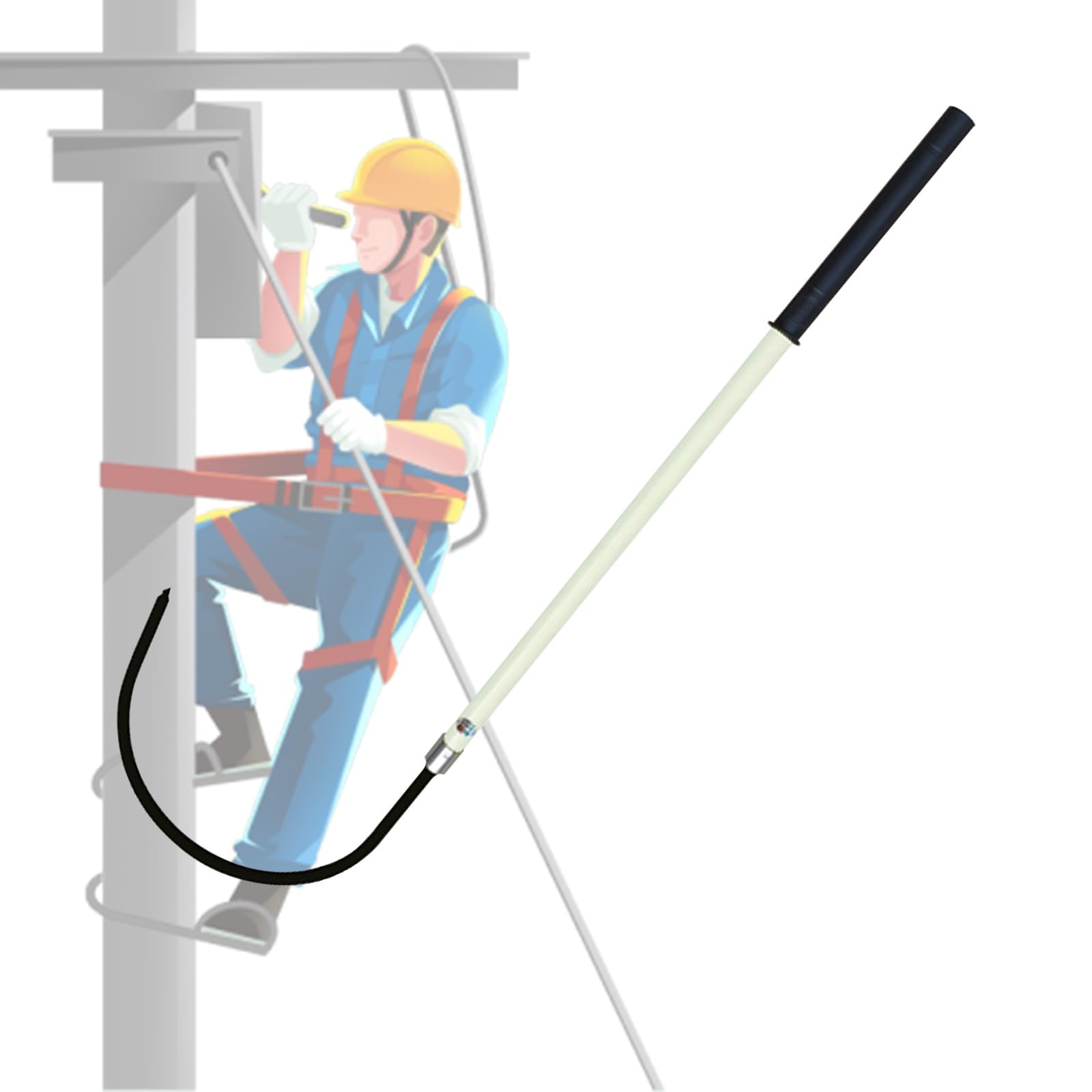 Gancho de rescate aislado, poste de fibra de vidrio de 6 pies, apertura de 16 pulgadas, amarillo, palo eléctrico portátil para salvar vidas para rescate de alto voltaje