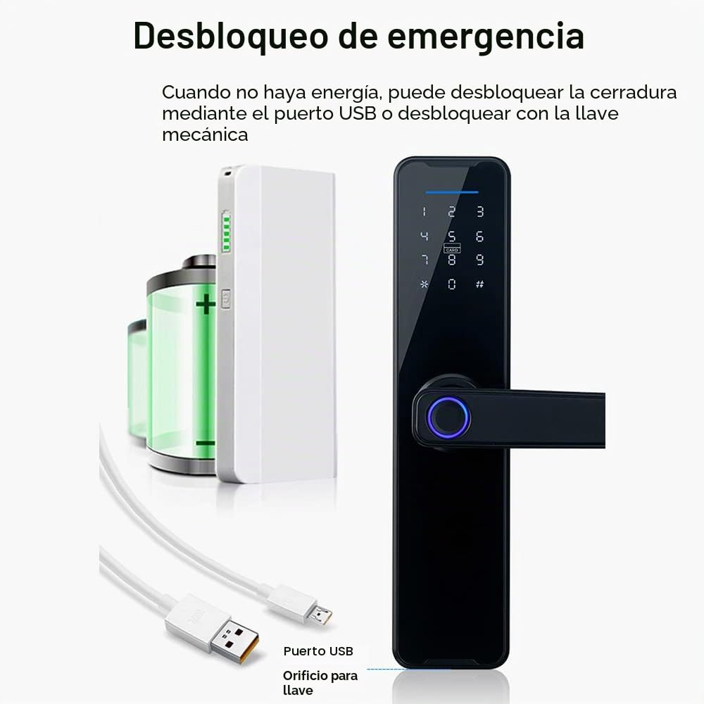 Cerradura de Puerta Inteligente Con Huella Digital, Teclado y Manija - Cerrojo Electrónico