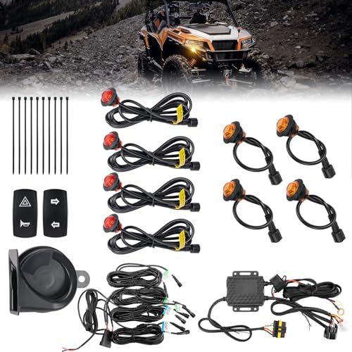 KEMIMOTO UTV Turn Signal Kit with 110D Horn Pre-Wired Plug and Play UTV Blinker with Rocker Switch HazardLight Universal Street Legal KitCompatible with Polaris Can-Am Kawasaki CFMOTO