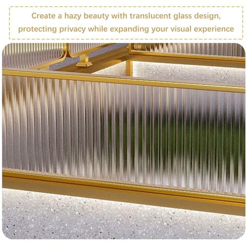 Séparateur de table en acier inoxydable et verre translucide rayé - 5