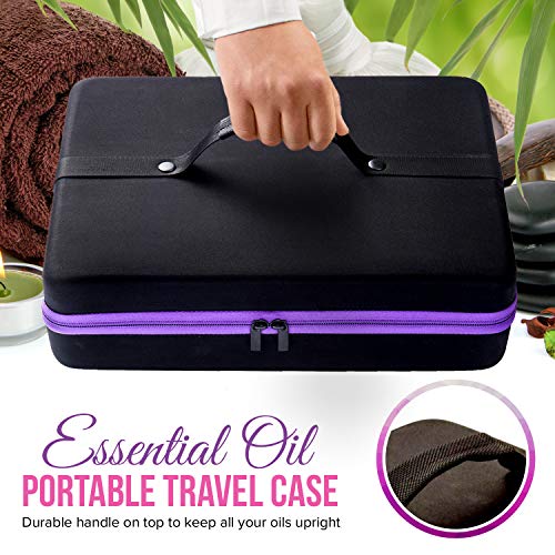 Large Essential Oil Carrying Case/Roller Bottle Organizer - Storage for 70-87 Bottles - Holds 15ml - 30ml 1oz & 10ml Roll on Bottles (Carry Handle On Top) Free Roller Bottle Opener & 192 Labels - Thumbnail 2
