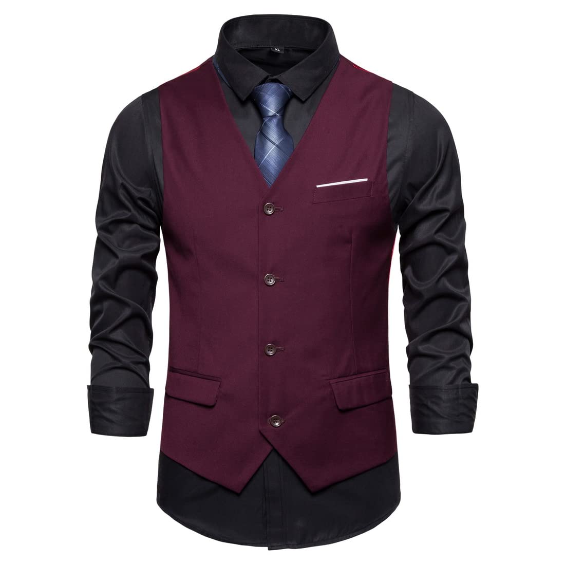 POSICHE Men Suit Vest Spring Autumn Men Business Suit Jacket Men Sleeveless V-Neck Work Vest Men Casual Buttons Temperament Jacket Men