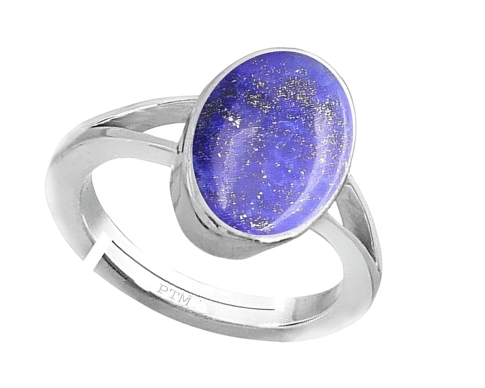ptm Natural Lapis Lazuli 3.25 Ratti to 10.25 Ratti or 3 Carat to 9.5 Carat Astrological Certified Gemstone Sterling Silver/bis Hallmark Adjustable Ring for Men & Women-picture-9