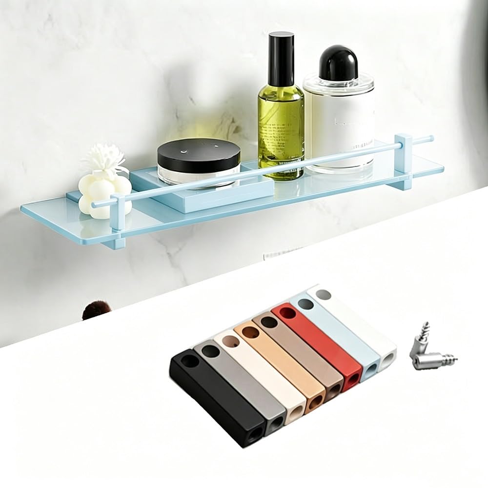 SVBVRFEEW Aluminum Shelf Guard Fence Gallery Rail Kit Anti-Fall Shelves Railing Rod Decorative Shelf Guard Rail Round Tube Safety Bar for Display Cabinet(Blue,40cm/15.7in)