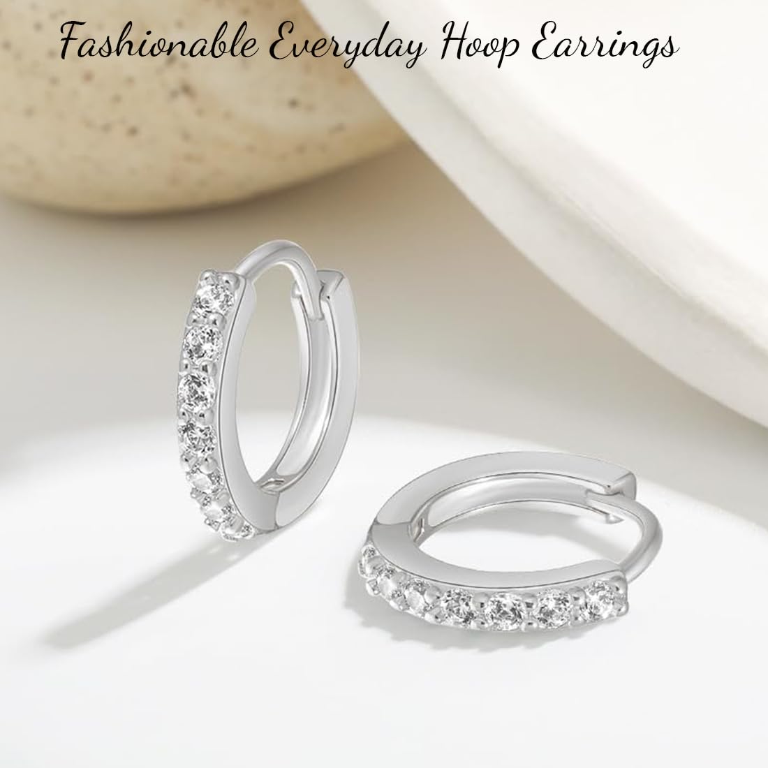 4 Paia Orecchini A Cerchio Piccolo In Argento Con Zirconie Cubic AAA | Ipoallergenici Sleeper Per Donna | Gioielli Eleganti E Versatili - 4