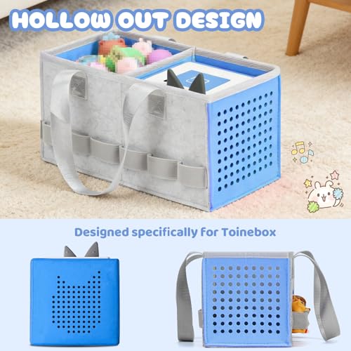 Image of Carrying Case for Toniebox Travel Bag for Tonies Starter Set & Audio Player Felt Cloth Portable Bags for Toniebox 2 Kids Travel Toy Organizer Tote Bags Handbag