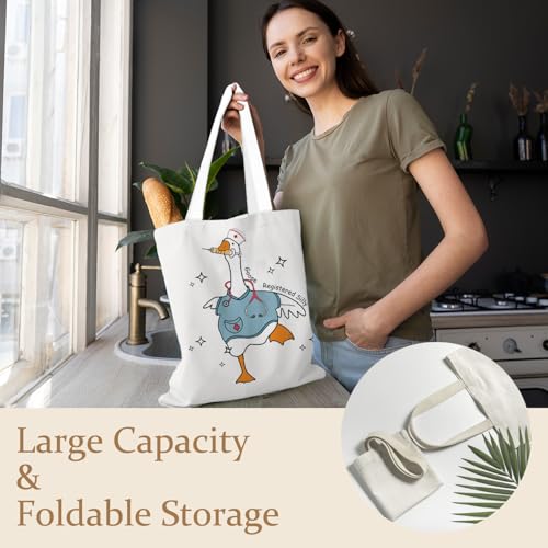 Silly Goose Nurse Tote Bag, Registered Nurse Gifts Canvas Tote Bags for Women, RN Nurses Appreciation Gifts, Funny Nursing Goose Reusable Grocery Shopping Bags3