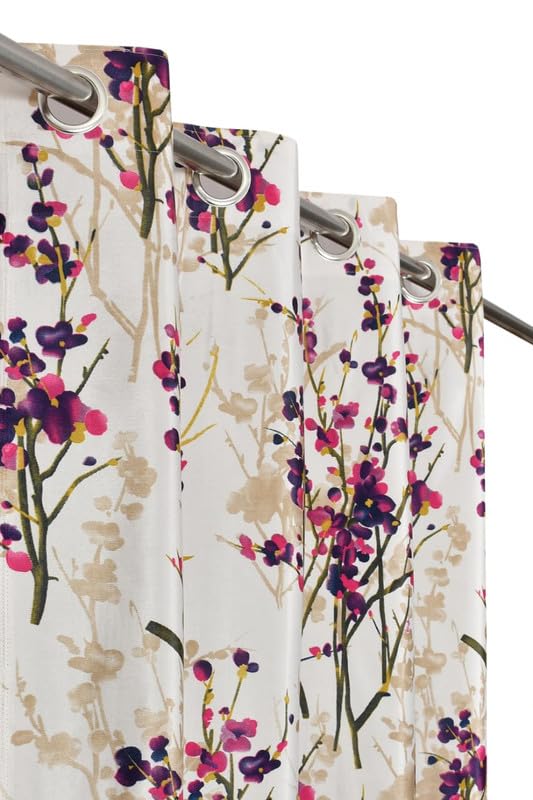 MOGNE FAB Heavy Polyester Floral Printed Purple Curtain for Door Set of 2||7 Feet (B0B252C46T) Amazon Price History, Amazon Price Tracker