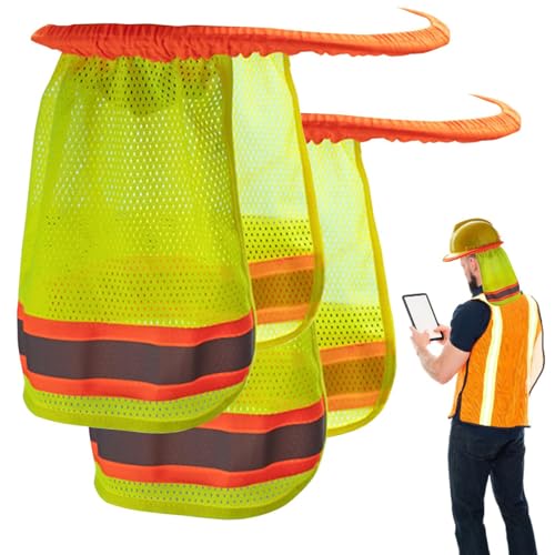 2 Piezas Parasol para Casco Duro, Cubre Nucas Cascos, Protector De Sombra para El Sol del Cuello del Casco De Alta Visibilidad con Franja Reflectante, Cascos De Seguridad Cuello Máscara Cubierta
