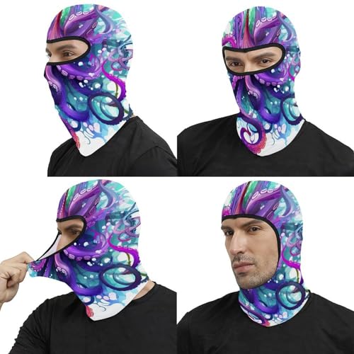 Pasamontañas unisex con estampado de pulpo colorido para frío, ideal para motos y esquí miniatura 5