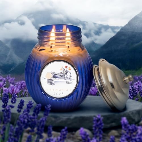 Image of SEVA HOME Ode to India Srinagar Serenity Candle | Natural Soy Wax with Cotton Wick | Floral Kashmiri Aroma | Decorative Home & Gifting Candle | 330g