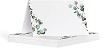Vista 1 de Manta Makes Tarjetas de lugar con nombre de eucalipto Tarjetas de nombre de mesa plegadas en blanco y verde para recepción de fiesta, cumpleaños