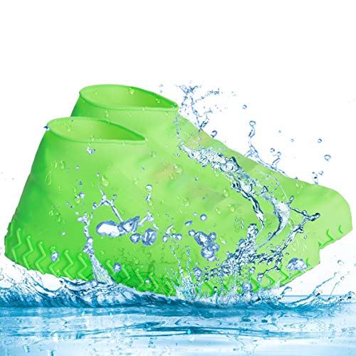 Tapusen Couvre-chaussures imperméables Bottes de pluie,Couverture de chaussure extérieure imperméable en silicone, Galoches réutilisables non glissantes - Convient aux jours de pluie (L, Vert)
