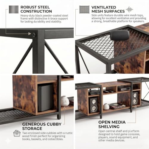 Image of FFO Flexi Convertible TV Unit for Living Room | Adjustable TV Stand 47 /55 /63 /71 Inches (120 /140 /160 /180 cm) | Wooden TV Cabinet with Metal Frame, Open Storage Shelves & Media Console (DIY).