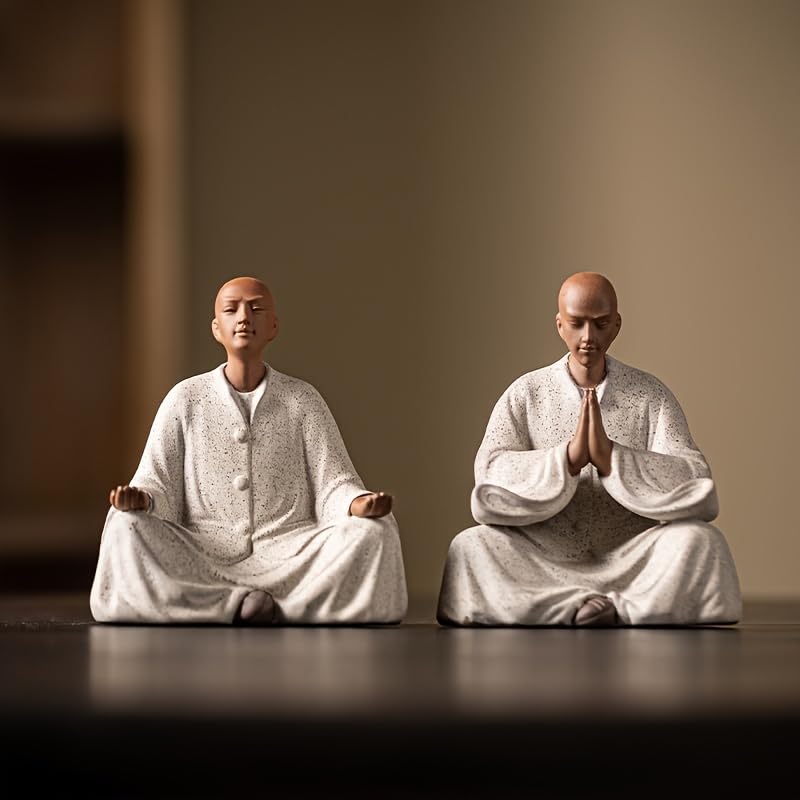 YHNNH 1 estatua de monje zen, estatua de meditación, resina hecha a mano, ceremonia de té, decoración de meditación, escritorio y decoración del hogar A
