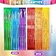 4 Stück Lametta Vorhang Regenbogen, PET Glitzervorhang Party Deko, 1m×2m Glitzer Vorhang Geburtstagsdeko, Bunt Fransenvorhang, für Hochzeit Verlobung Bühnendekor Dekoration Hintergrund