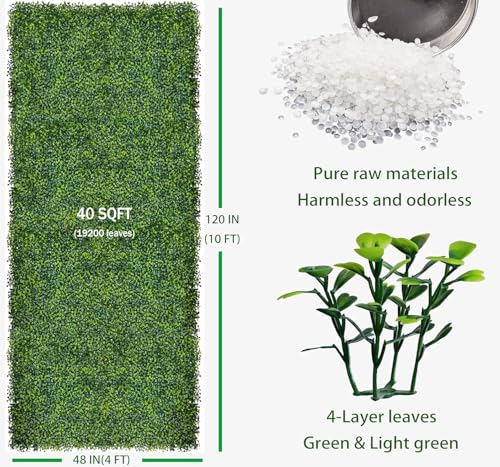 Image of ODTORY Artificial Boxwood Privacy Screen, 48X120 in(40 sqft) Yellow Green | UV-Anti Boxwood Panel, Faux ivy Greenery Backdrop, Balcony /Garden /Backyard Fence Covering, Indoor Outdoor Green Plant Decor