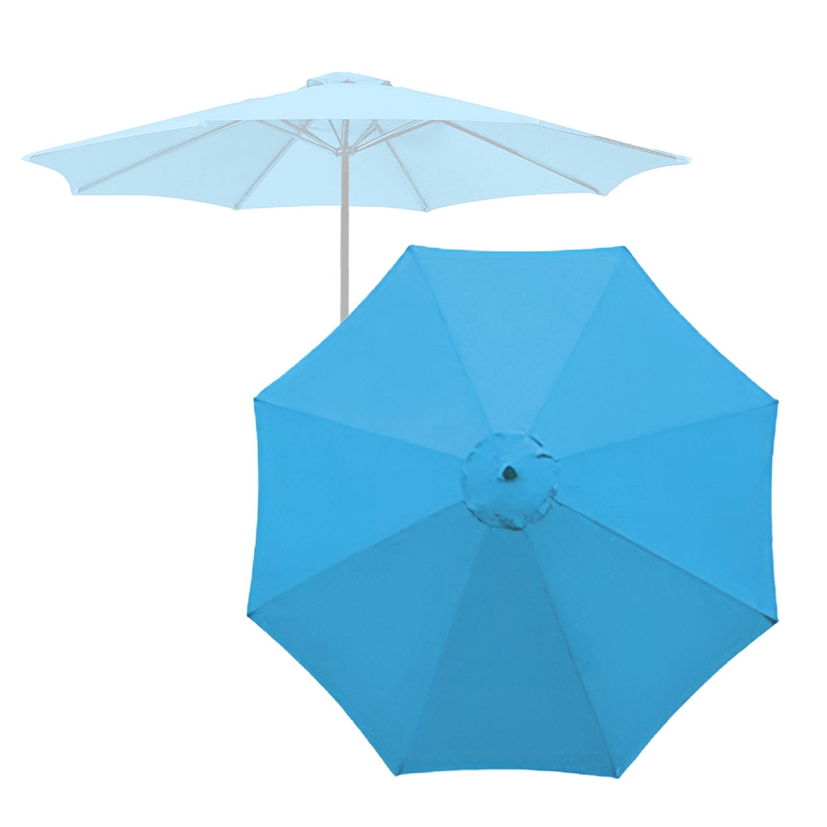 GZDXBF Replacement Parasol Fabric Cover, Umbrella Replacement Cloth - 6/8 Ribs, Parasol Replacement Canopy Cover - Anti-Ultraviolet(Lake,6 RIBS: 300CM/9.8FT)