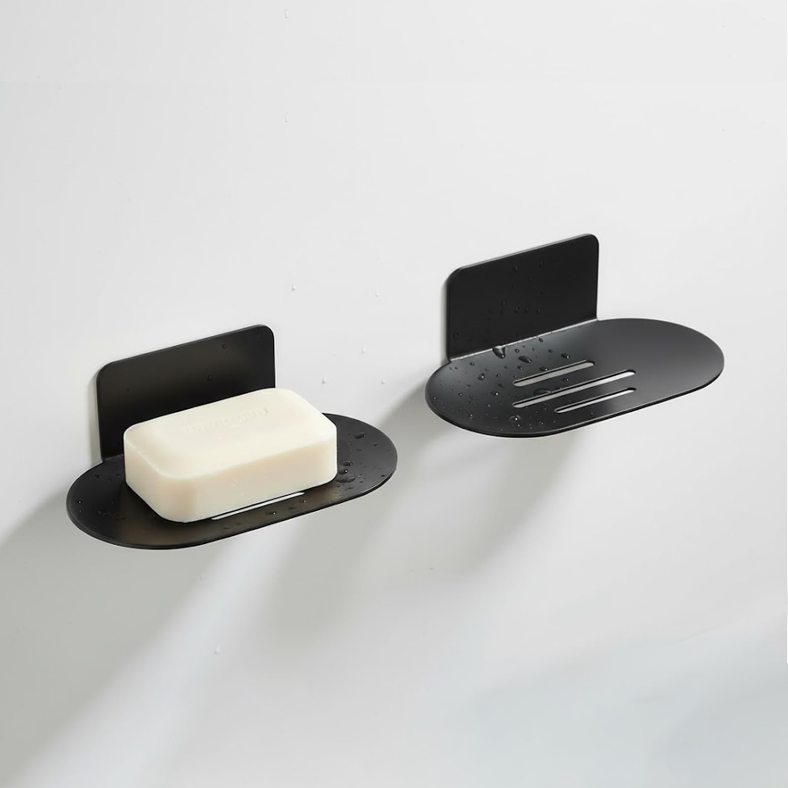 Rise age Soap Holders for Shower, Adhesive Soap Dishes for Shower Stainless Steel Black Bar Soap Holder for Shower No Drilled Soap Holder for Shower Wall, Bathroom, Kitchen Sink (Matte Black 2 Pcs)