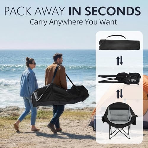 Image of Oversized Camping Chair for Adults 2 Pack - Heavy Duty Outdoor Padded Chair