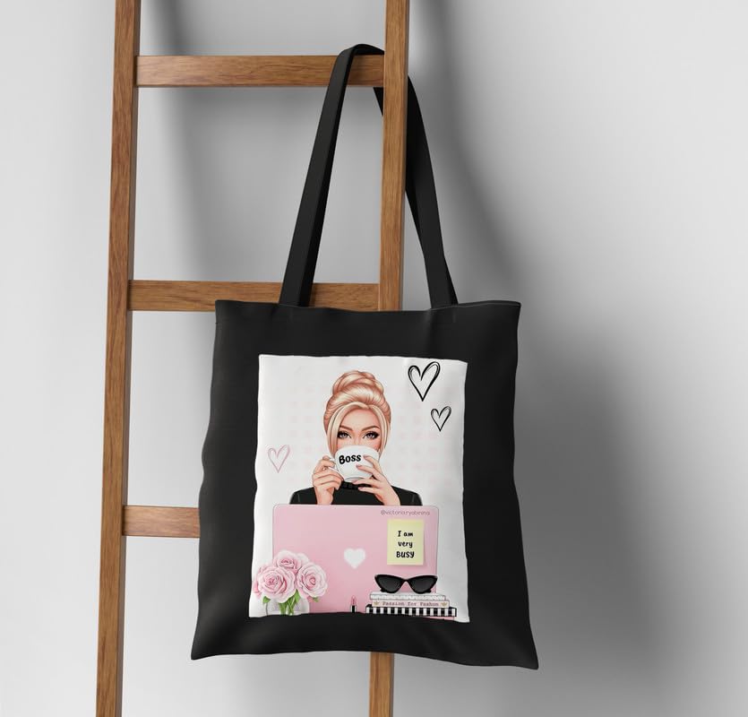 Image of Stylish Printed Canvas Tote Bag for Women | Eco-Friendly 15kg Large Capacity Handbag