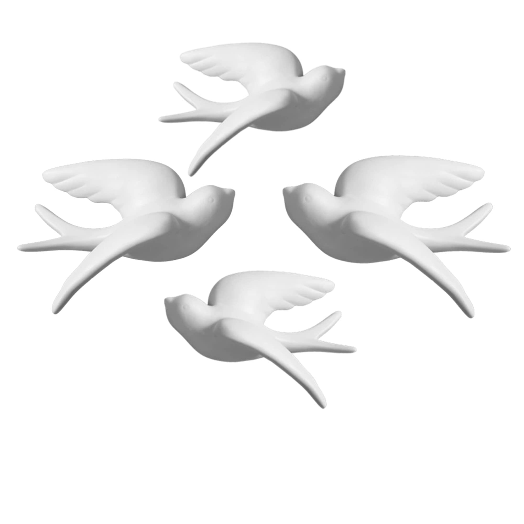 GDHKDDFL Stylish wall decorations, 3D Hanging Ceramic Bird Ornaments, White Swallows Sparrow Dove Artwork Decoration, Gifts for Mom