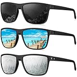 KALIYADI Polarized Sunglasses Men, Lightweight Mens Sunglasses Polarized UV Protection Driving Fishing Golf (Black/Ice Blue/Silvery)