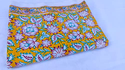 Image of Floral Printed Cotton Fabric Cloth Hand Block Print Fabric Women Material Running Jaipuri Hand Block Printed Women Dress Material Kurtis Natural 44 inch Inches Width 2.5 Meter (Pattern 17)