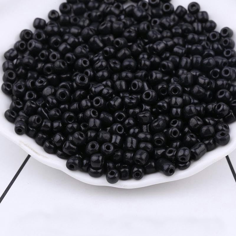 2/3/4MM 10000-60000PCS Perline di Vetro Nero per creazione di Gioielli Piccole Perline di Pony Perline di Riso Mnin Perline per Braccialetto Fai da Te