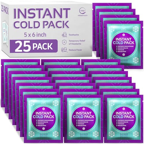 25 Packs Instant Ice Cold Pack (6&rdquo; x 5&rdquo;) - Disposable Instant Ice Packs for Injuries | Cold...