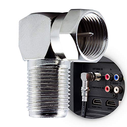 GE Right Angle F Connector, for Coax Connections, F-Type Connector, RG6, RG59, Audio