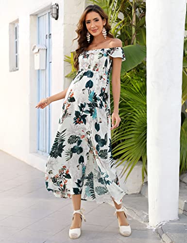 Image of Maternity Dress Women's Off Shoulder Split A Line Casual Maxi Dress Photography Dress for Babyshower