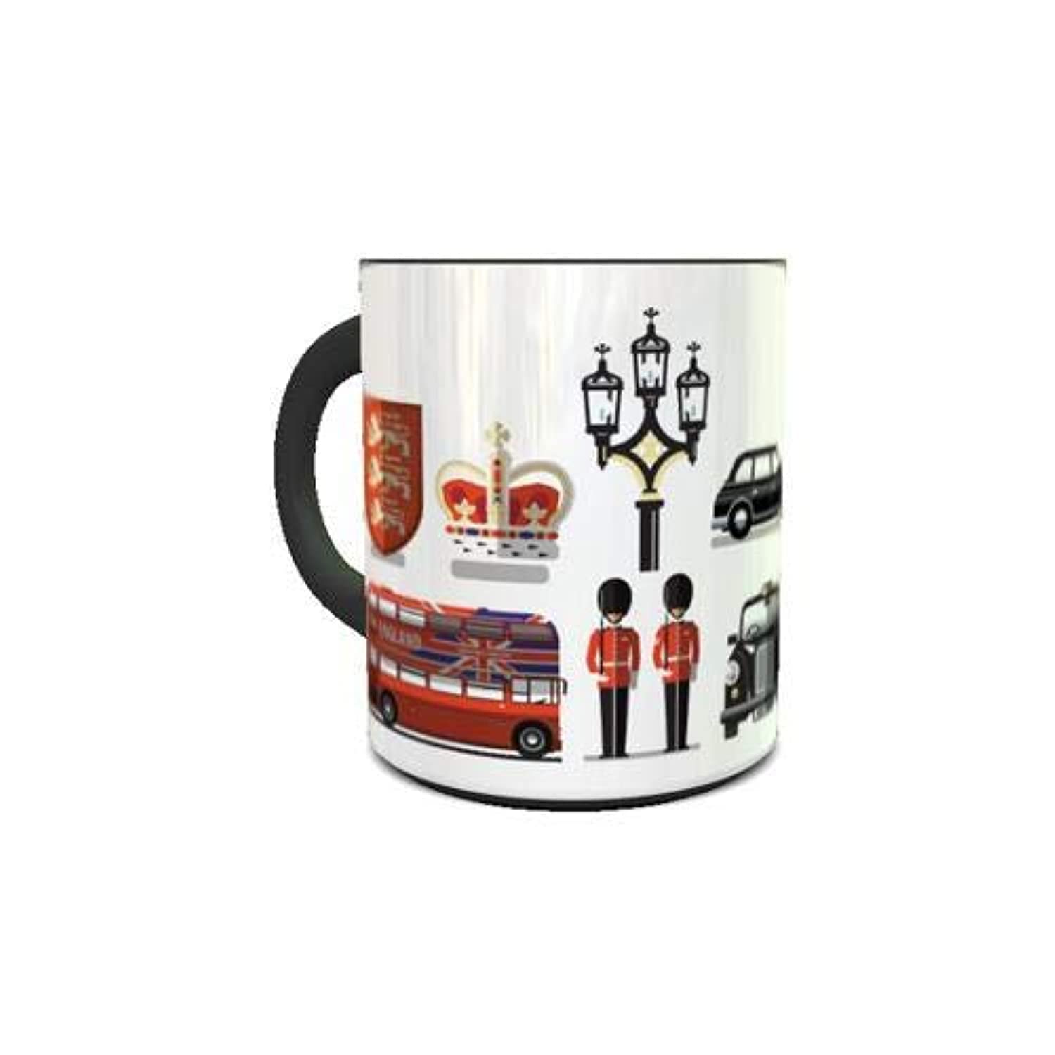 Color Changing Heat Sensitive Coffee Mug with London Icons Design