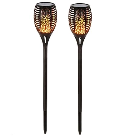 Evolve - Solar Mashaal Light 12 LED, 2 Pack Waterproof and Outdoor Solar Torch Lights with Flickering Dancing Flame Lights for Garden Patio Deck Yard Driveway