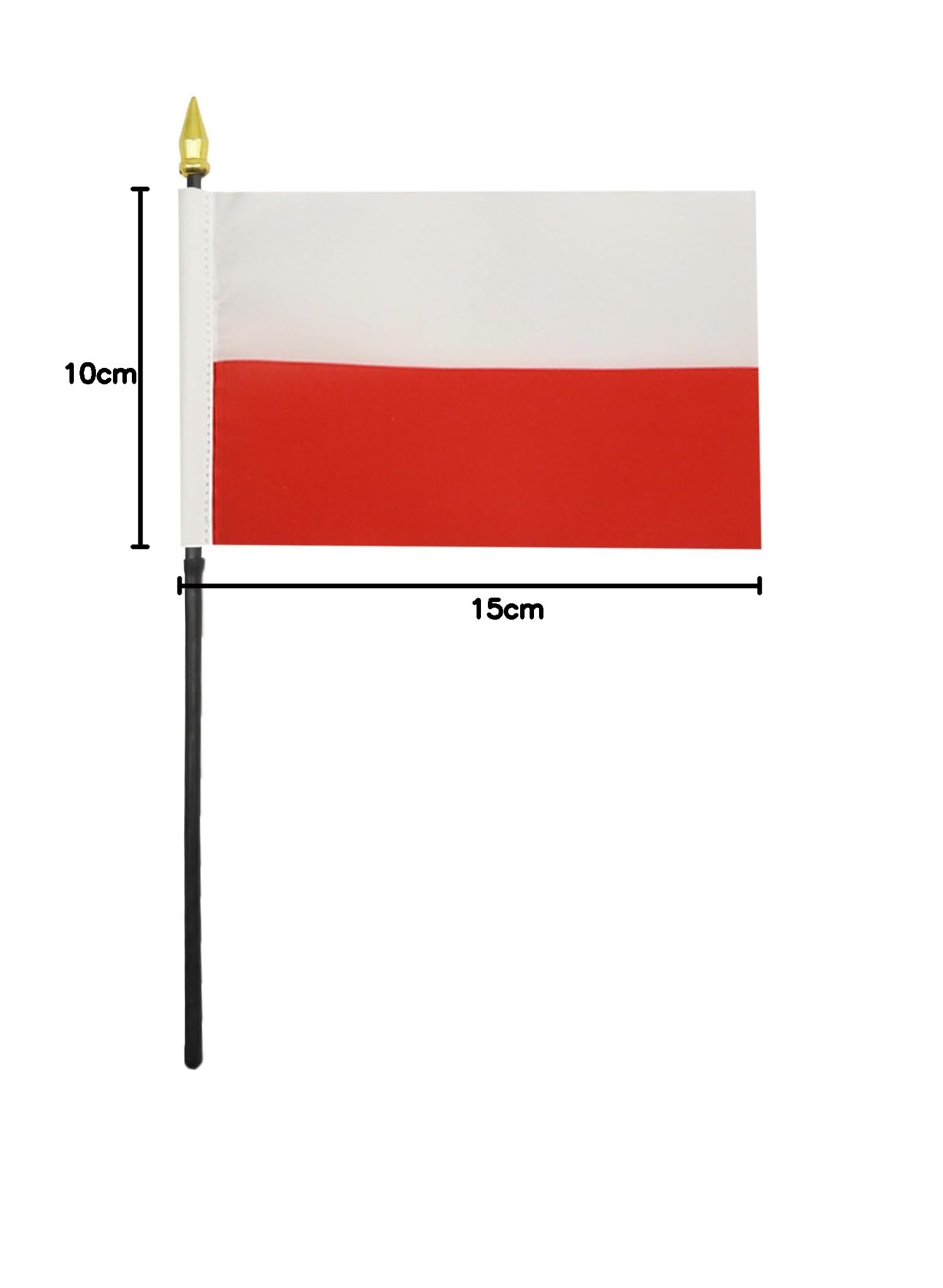 Drapeau de Table Pologne avec Pointe Or, 15cm x 10cm
