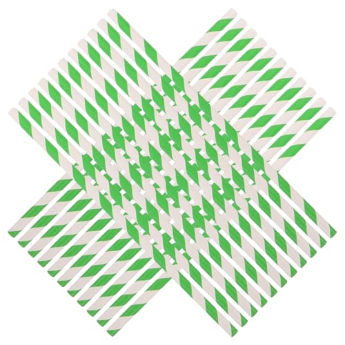 CHILDWEET 100 pitillos de papel rayados verdes desechables miniatura 1