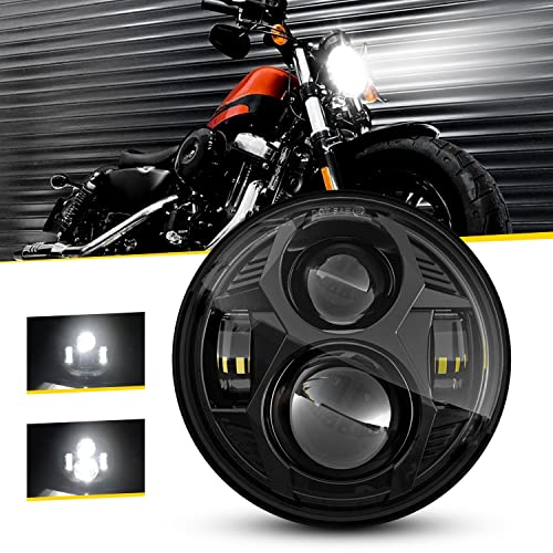 Image of LX-LIGHT 51W 5-3 /4 5.75 inch Motorcycles LED Headlight with EMC Compatible with Iron 883 Dyna Street Bob Super Wide Glide Low Rider Night Rod Train Softail Deuce Custom Sportster,Black